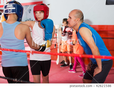 Boxer sparring on the ring Boxer sparring on the ring 42621586