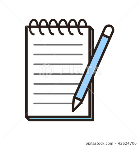 Blue note and pen - Stock Illustration [42624706] - PIXTA