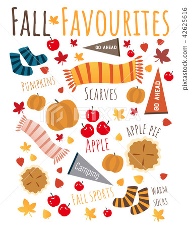 Autumn icon set in cartoon style - Stock Illustration [42625616] - PIXTA