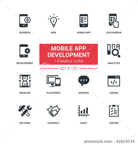 Mobile app development - flat design style icons set Mobile app development - flat design style icons set 42629534