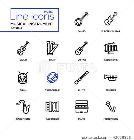 Musical instruments - modern line design icons set - Stock Illustration ...