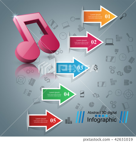 Music Infographic. Treble clef icon. Note icon. Music Infographic. Treble clef icon. Note icon. 42631019