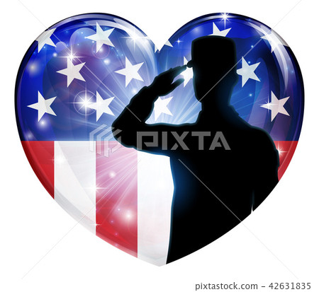 Soldier Saluting Patriotic American Flag Heart Soldier Saluting Patriotic American Flag Heart 42631835