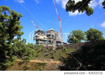 Kumamoto castle during restoration / restoration work, photographed in August 2018 Kumamoto castle during restoration / restoration work, photographed in August 2018 42632518