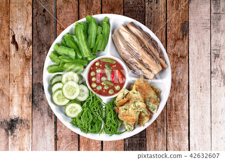 Spicy shrimp paste dip as Nam Prik Kapi Spicy shrimp paste dip as Nam Prik Kapi 42632607