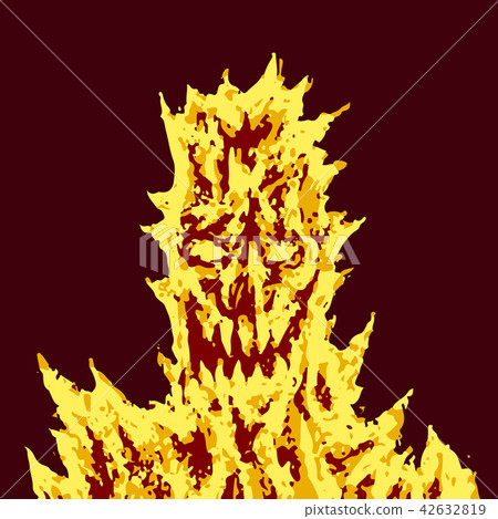 Satanic monster face with sharp thorns. Vector 42632819