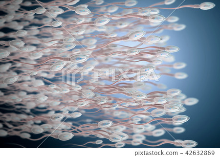 3d illustration of sperm cells moving to the right 42632869
