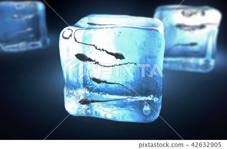 sperm cells frozen into ice cube 42632905