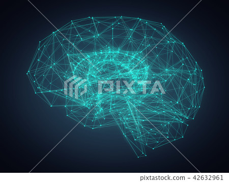 human brain consisting of lines and polygon shapes-插圖素材 [42632961 ...