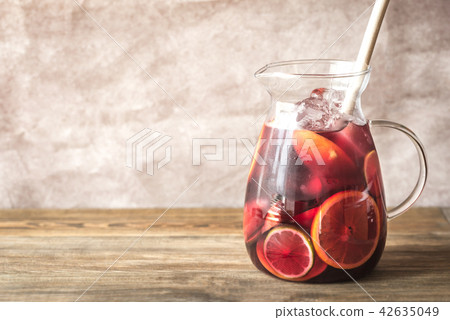 A pitcher of Spanish fruit Sangria A pitcher of Spanish fruit Sangria 42635049