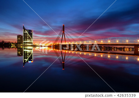Sunset on the Daugava River in Riga Sunset on the Daugava River in Riga 42635339