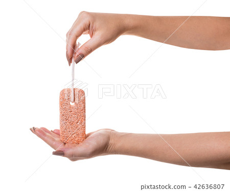 pumice stone in female hand 42636807