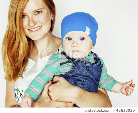 young beauty mother with cute baby, red head happy modern family young beauty mother with cute baby, red head happy modern family 42638039