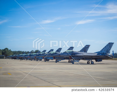 MONTE REAL, PORTUGAL-September 10: F-16 fighter-bomber during Re MONTE REAL, PORTUGAL-September 10: F-16 fighter-bomber during Re 42638974