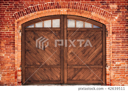 Old Brick Wall with Door. Old Brick Wall with Door. 42639511