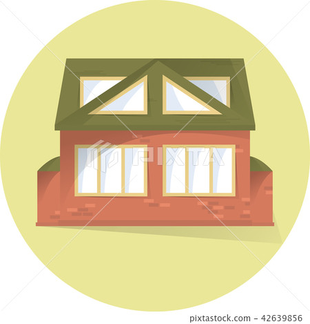 Brick private house, building facade, semi flat 42639856