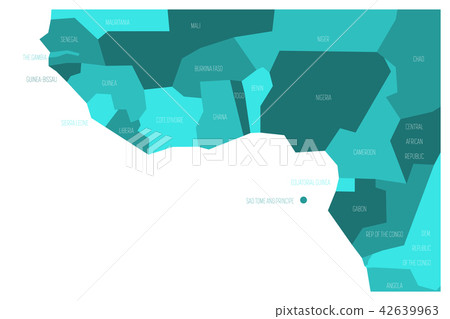 Countries of Guinea Gulf - Western Africa. Simplified and schematic political map. Vector 42639963