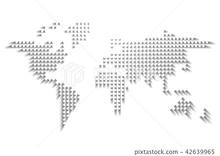 Dotted World map. White dots with dropped shadow on white background. Vector illustration Dotted World map. White dots with dropped shadow on white background. Vector illustration 42639965