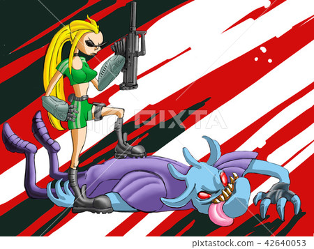 Cool monsters killer girl with rifle 42640053