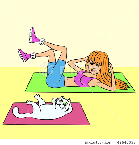aerobics with the cat. vector illustration aerobics with the cat. vector illustration 42640055