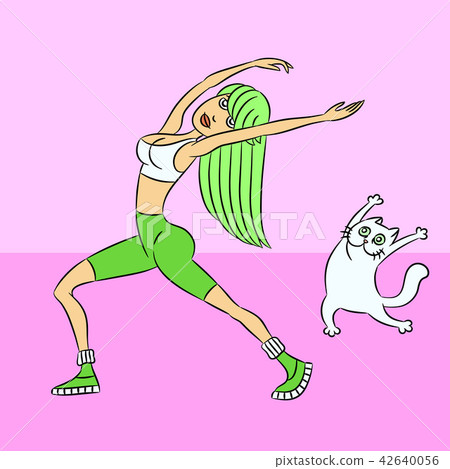sport with the cat. vector illustration. 42640056