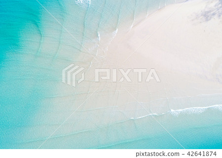 Aerial view amazing sand beach triangle sea shore 42641874