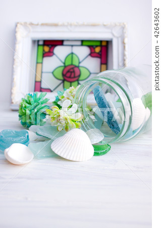 海草和彩色玻璃 42643602