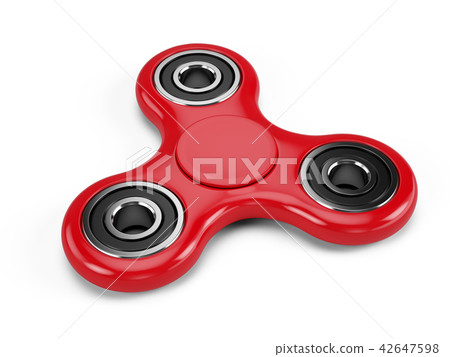 Red fidget spinner stress relieving toy isolated 42647598