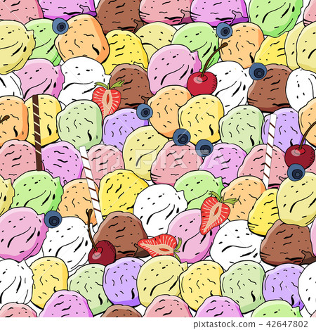 Sweet ice cream seamless pattern. Vector illustrat 42647802