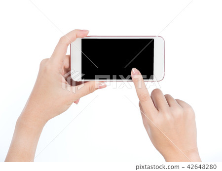 智能手機 智慧手機 Close-up hand holding phone white スマホ 42648280