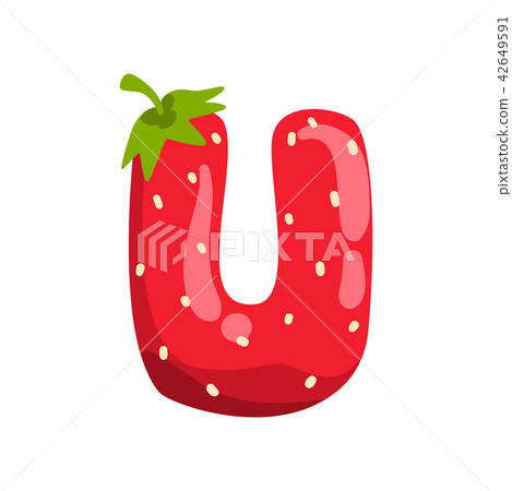 Letter U of English alphabet made from ripe fresh srawberry, bright red berry font vector Letter U of English alphabet made from ripe fresh srawberry, bright red berry font vector 42649591
