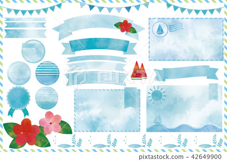 水彩風格夏天顏色框架各種設置 42649900