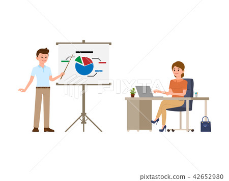 Young man making presentation in front of woman 42652980
