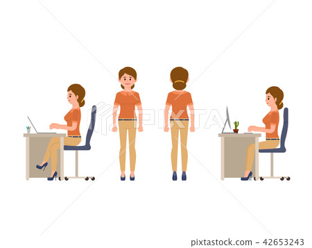 Friendly female office worker sitting at the desk Friendly female office worker sitting at the desk 42653243