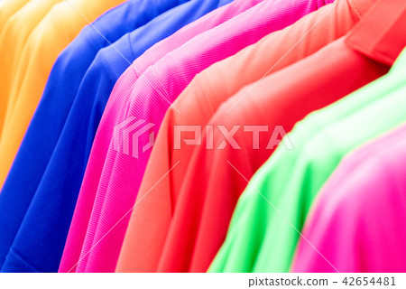 Colorful clothes hanging on a hanger 42654481