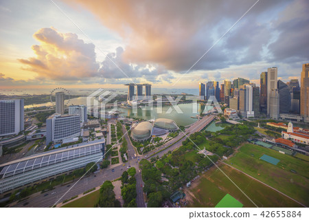 Singapore city at the Marina bay during sunrise 42655884