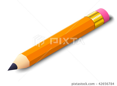 Pencil with eraser realistic icon with isometric object for school themed ad Pencil with eraser realistic icon with isometric object for school themed ad 42656784