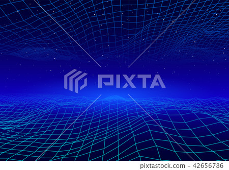 Retro neon background with 80s styled laser grid and stars Retro neon background with 80s styled laser grid and stars 42656786