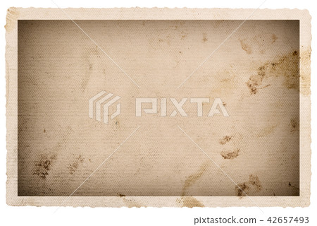 Paper photo card frame with stains white backgroun 42657493