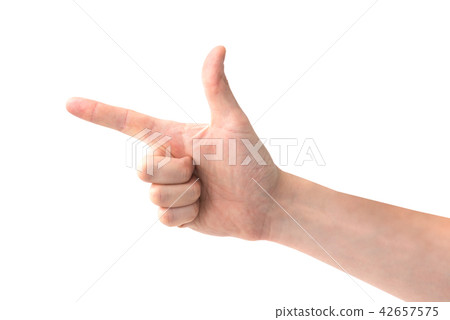Female hand pointing left Female hand pointing left 42657575