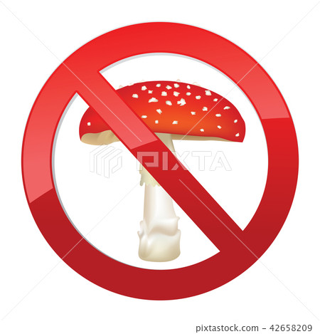 No toxin sign. Red poison Death-cup mushroom icon. 42658209