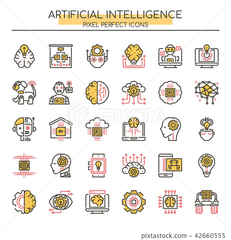 Artificial Intelligence , Pixel Perfect Icons. - Stock Illustration ...