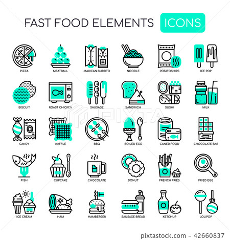 Fast food Elements ,   Pixel Perfect Icons. 42660837