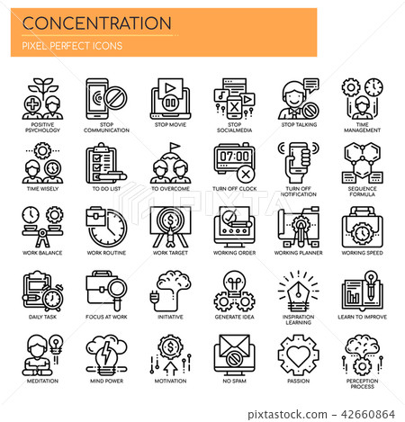 Concentration , Thin Line and Pixel Perfect Icons. 42660864