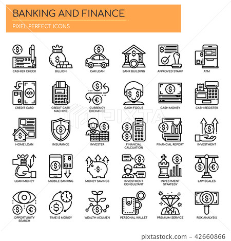Banking and Finance, Pixel Perfect Icons. Banking and Finance, Pixel Perfect Icons. 42660866
