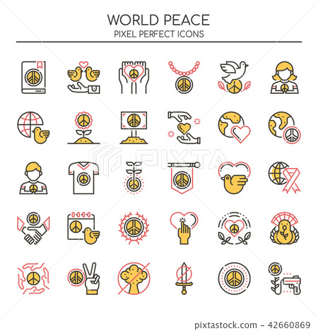 World Peace , Thin Line and Pixel Perfect Icons. - Stock Illustration ...