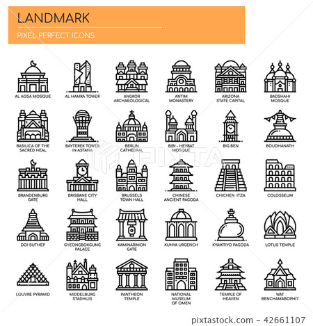 Landmark , Thin Line and Pixel Perfect Icons 42661107