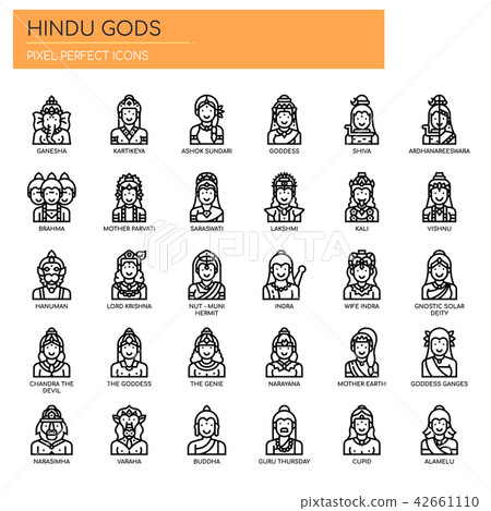 Hindu Gods , Thin Line and Pixel Perfect Icons 42661110