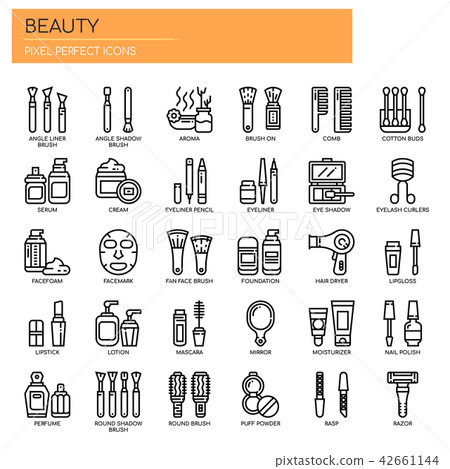 Beauty , Thin Line and Pixel Perfect Icons - Stock Illustration ...