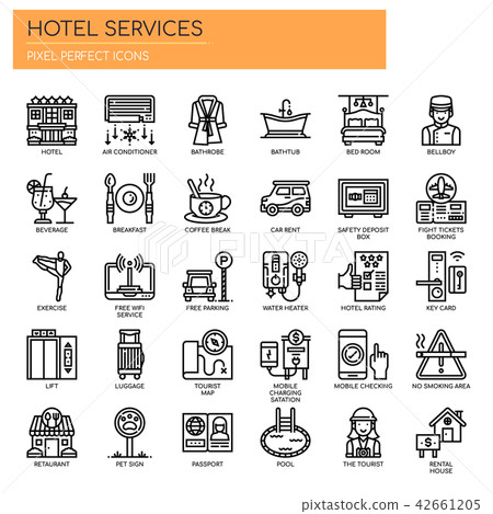 Hotel Services , Pixel Perfect Icons. Hotel Services , Pixel Perfect Icons. 42661205